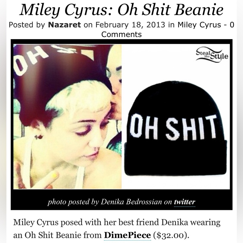 DIME PIECE LA Black Beanie with “OH SHIT” DXME PIECE